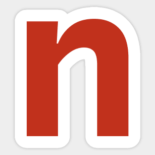 Letter n in Red Text Minimal Typography Sticker